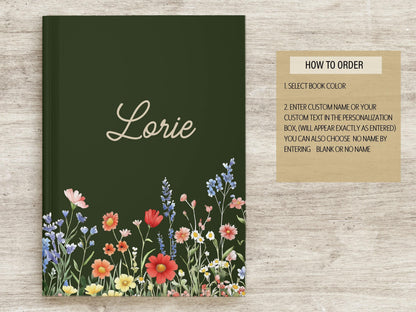 Personalized Journal – Custom Hardcover Journal With Floral Design & Lined Pages