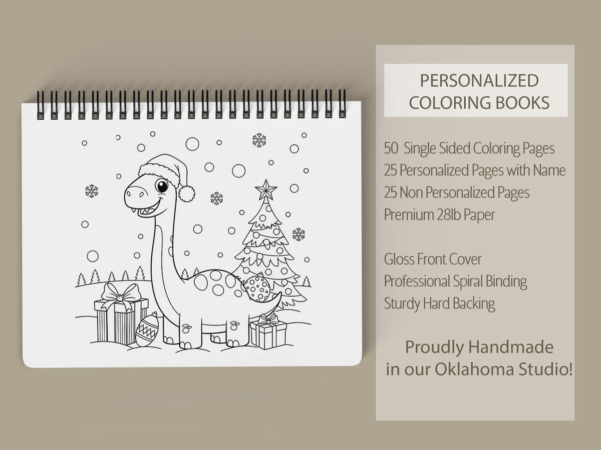 Personalized Christmas Coloring Book,Dinosaur Advent Calendar Fun