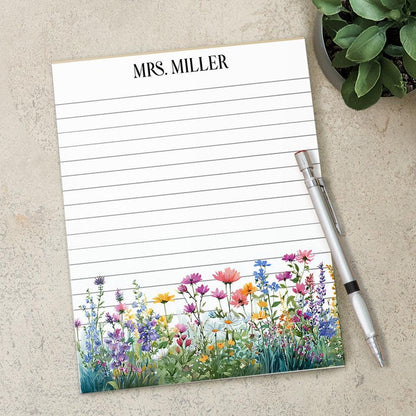 Personalized Flower Notepad – Custom Name Notepads | Floral Garden Notes & Thank You Notes