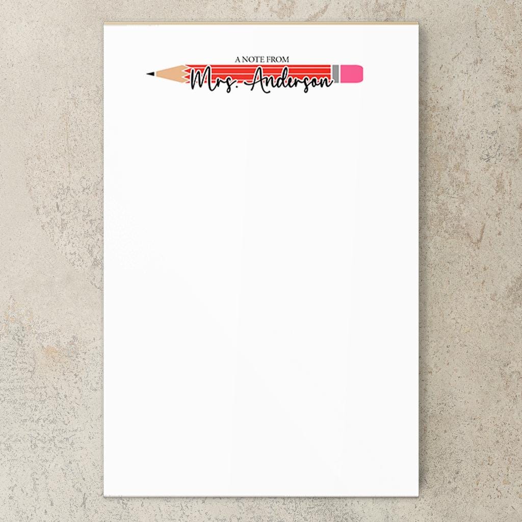 Personalized Teacher Notepad - Custom Name Stationery | Classroom Notepads Gift