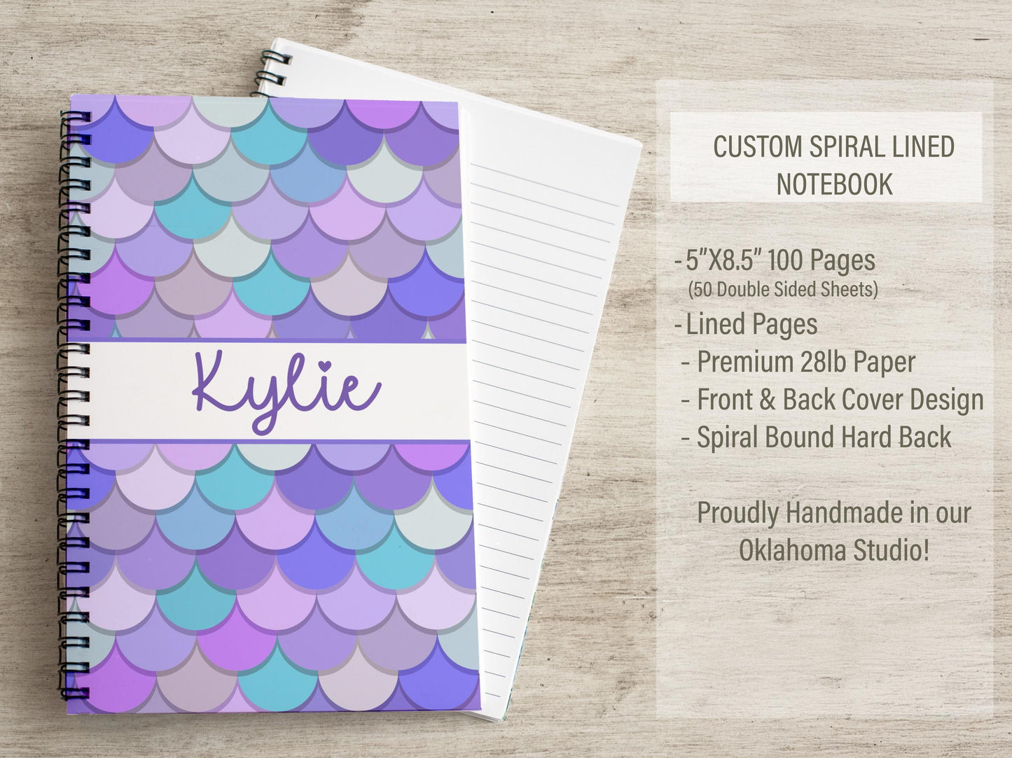 Mermaid Stationery Set - Personalized Kids Letter Writing Kit with Spiral Notebook & Envelopes