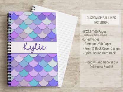 Mermaid Stationery Set - Personalized Kids Letter Writing Kit with Spiral Notebook & Envelopes