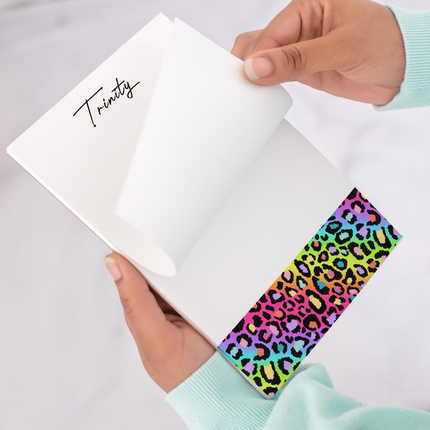 Personalized Notepad - Custom Name Notepads With Cheetah Print & Rainbow Aesthetic