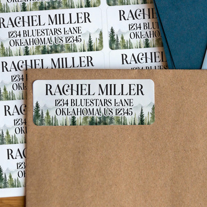 Custom Return Address Labels - Personalized Nature Mountain & Floral Stickers | Water Resistant