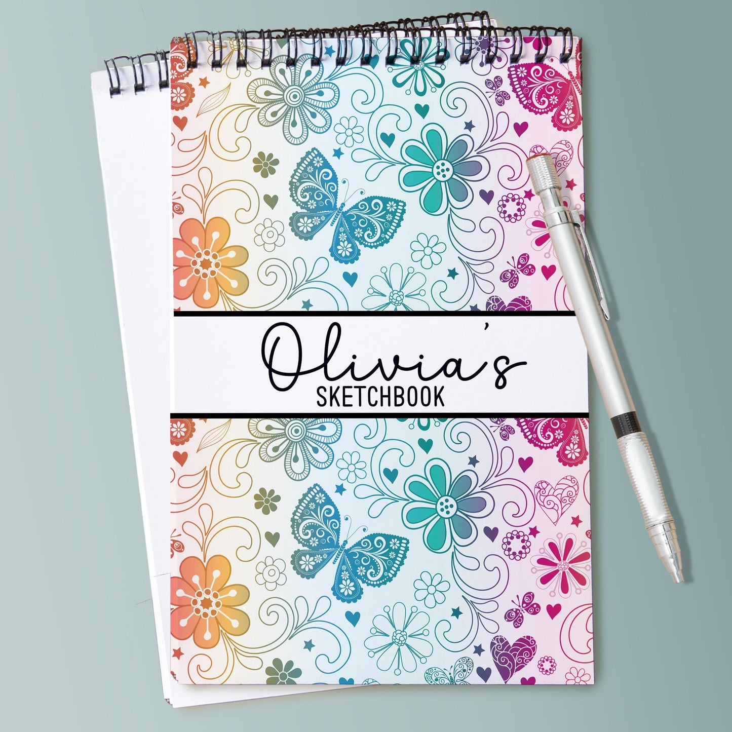 Girls Personalized Sketchbook - Custom Drawing Journal with Name | Kids Art Pad