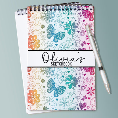Girls Personalized Sketchbook - Custom Drawing Journal with Name | Kids Art Pad