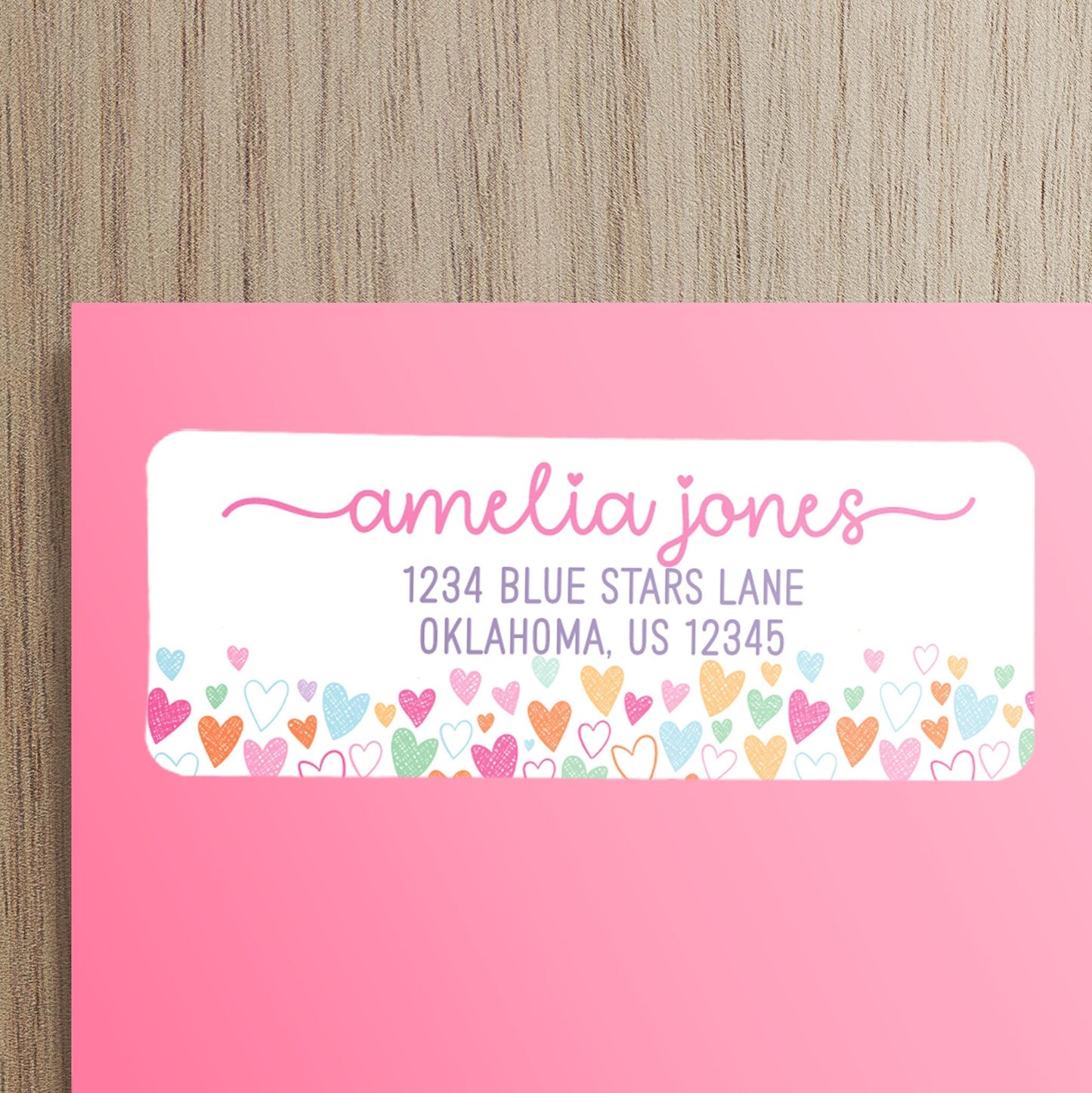 Personalized Address Labels | Back To School Rainbow Heart Custom Return Address Sticker Sheets