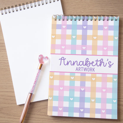Girls Personalized Sketchbook - Custom Art Book With Name | Spiral Bound Drawing Pad