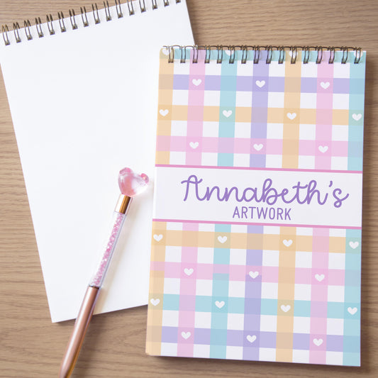 Girls Personalized Sketchbook - Custom Art Book With Name | Spiral Bound Drawing Pad