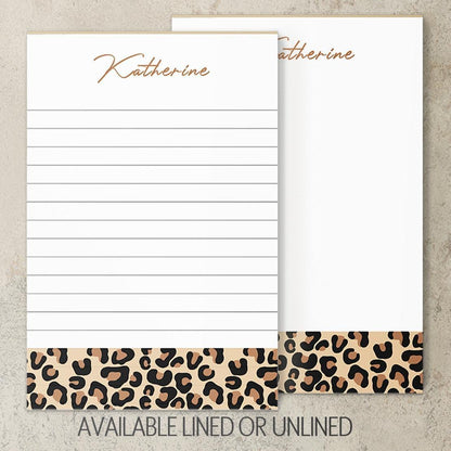 Personalized Notepad - Custom Name Notepads with Cheetah Print | Aesthetic Stationery