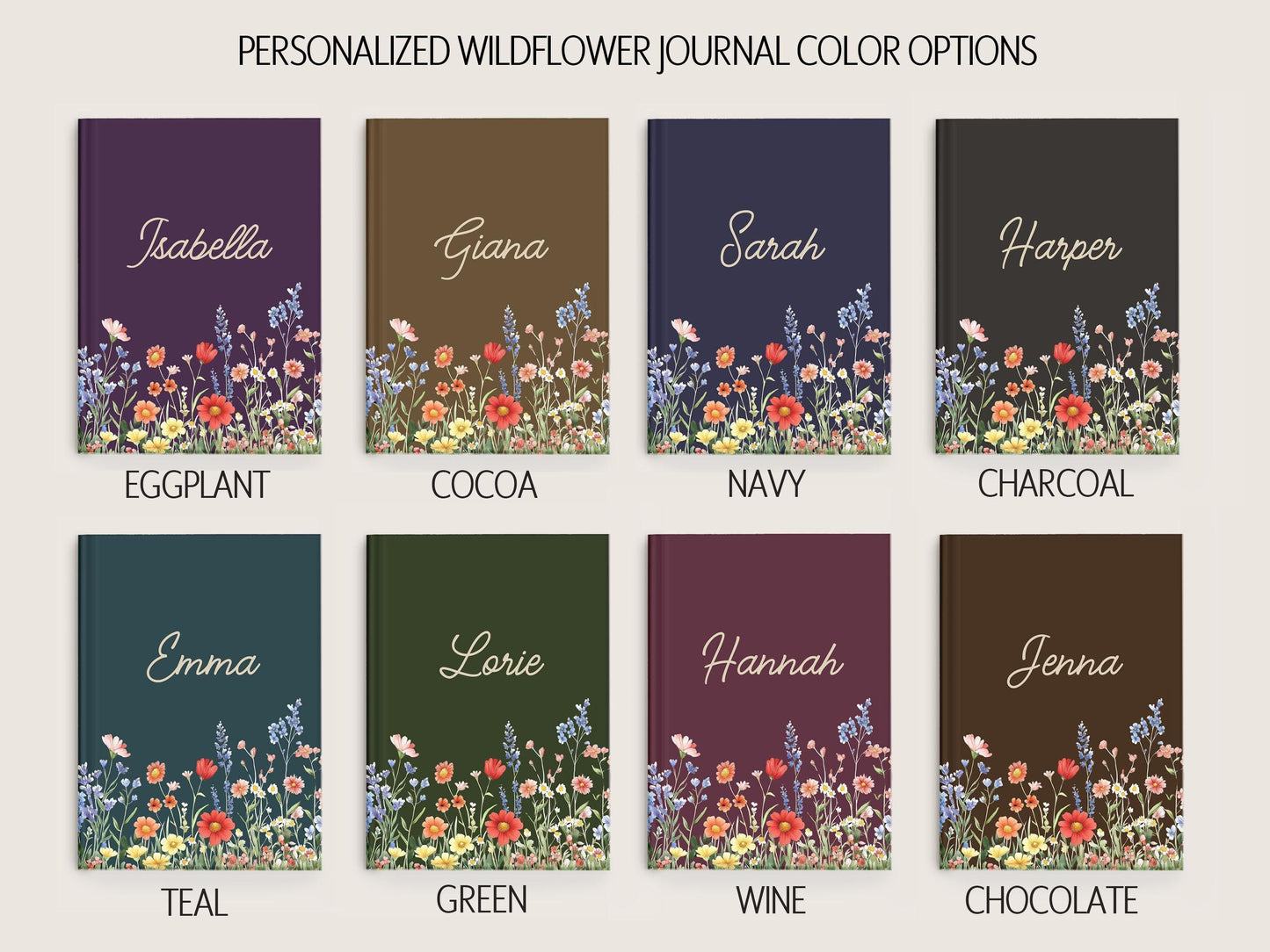 Personalized Journal – Custom Hardcover Journal With Floral Design & Lined Pages