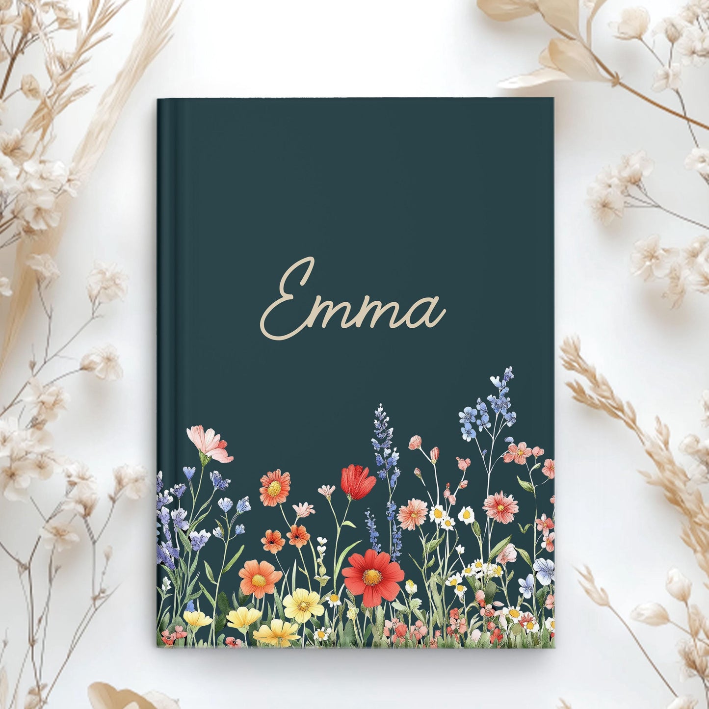 Personalized Journal – Custom Hardcover Journal With Floral Design & Lined Pages