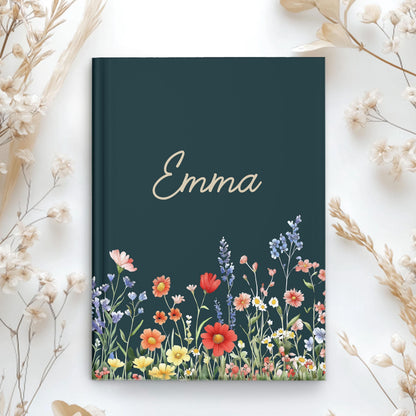 Personalized Journal – Custom Hardcover Journal With Floral Design & Lined Pages