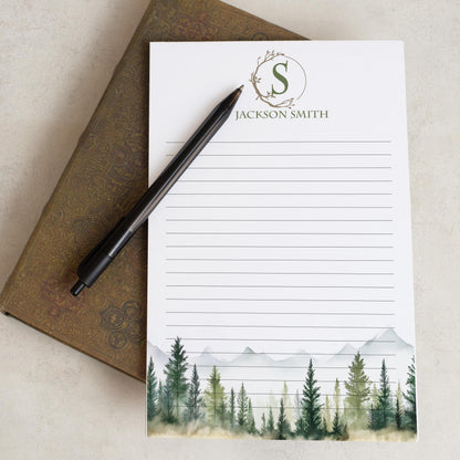 Personalized Monogram Notepad - Custom Nature Notepads with Initials | Fathers Day Gift