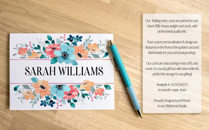 Personalized Note Cards - Wildflower Thank You Cards With Custom Envelopes Set