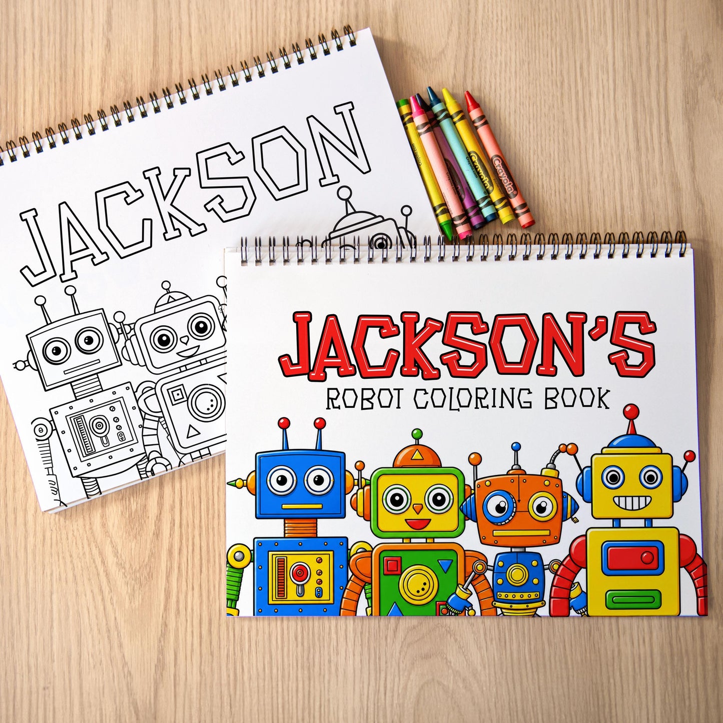 Personalized Robot Coloring Book - Custom Boys Art Book With Name & Party Favor Gifts