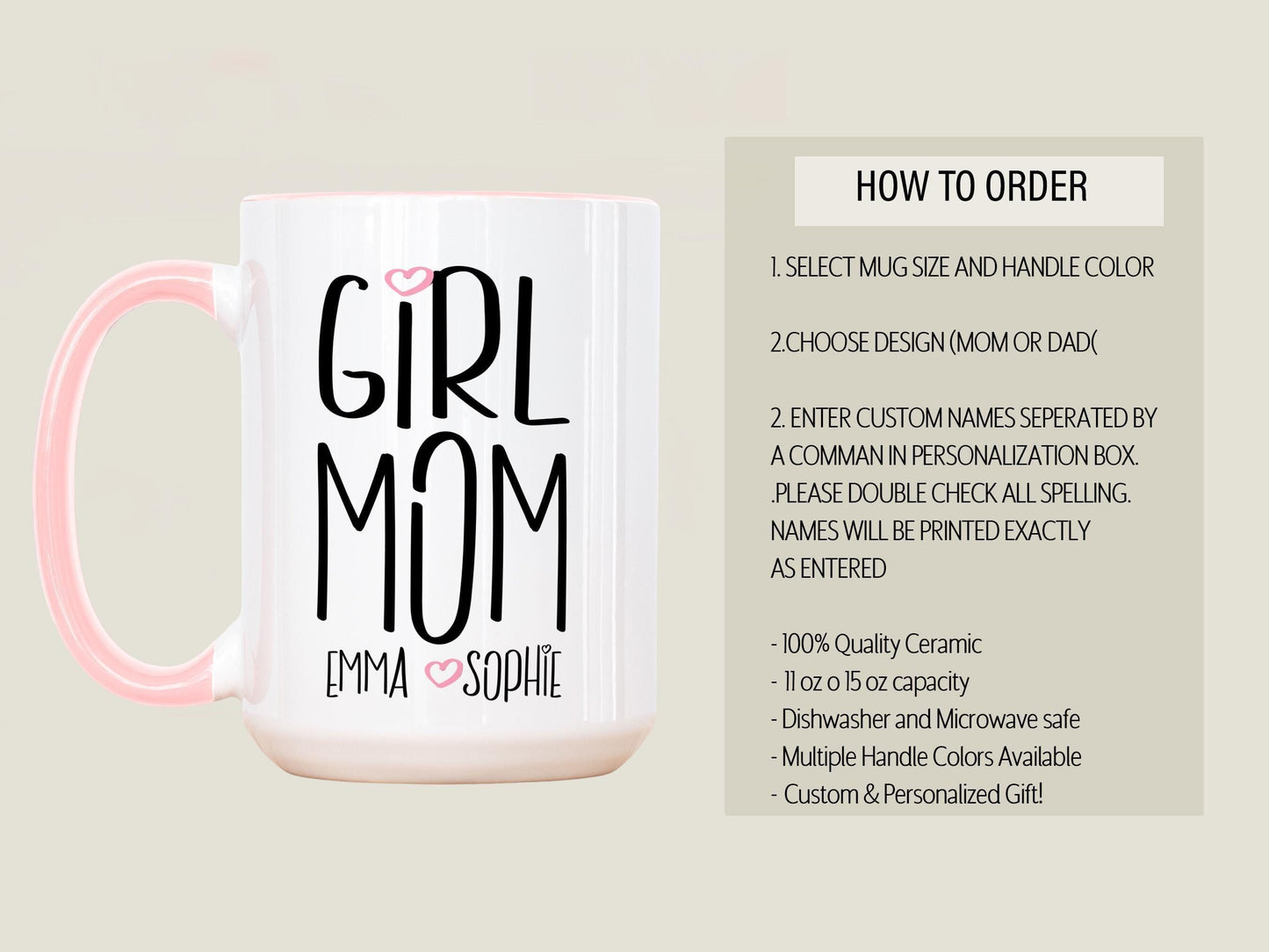 Personalized Girl Dad Mug - Fathers Day Gift | Custom Kids Name Mug, Microwave Safe Coffee Cup