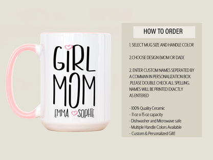 Personalized Girl Dad Mug - Fathers Day Gift | Custom Kids Name Mug, Microwave Safe Coffee Cup