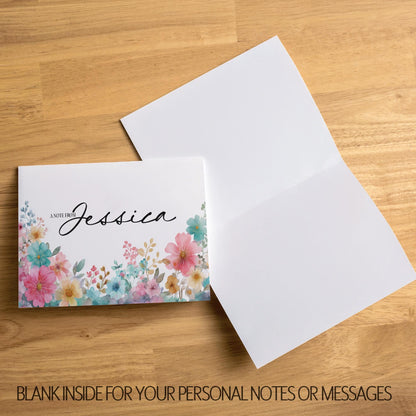 Personalized Note Cards - Wildflower Stationery Set with Custom Envelopes & Thank You Cards