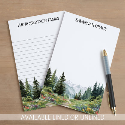 Personalized Notepad – Custom Forest Nature Notepads With Wildflower Hiking Design