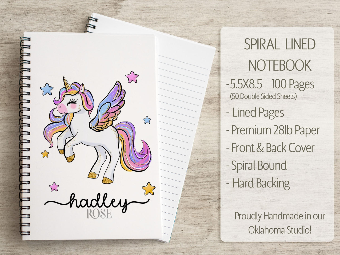 Personalized Stationery Set – Unicorn Notebook Set with Kids Letter Writing Paper & Stickers