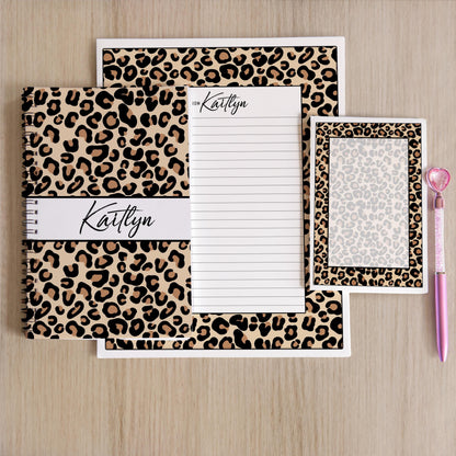 Personalized Stationery Set - Leopard Print Writing Paper & Notecards Gift