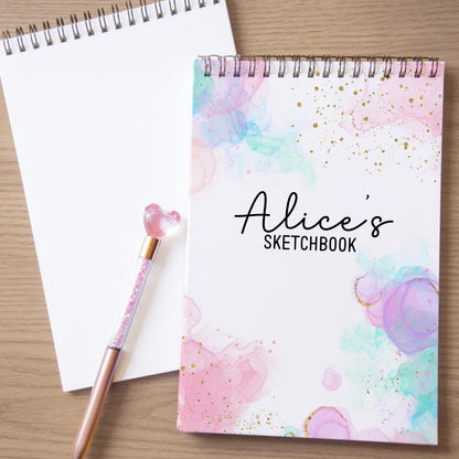 Personalized Sketchbook Girls - Custom Drawing Journal | Rainbow Art Pad, Kids Creative Gift