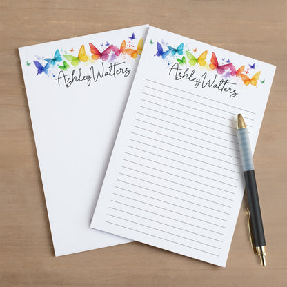 Personalized Notepad - Custom Rainbow Butterfly Notepads | Office Memo Pad Gift