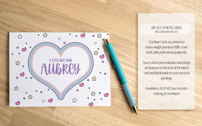 Personalized Stationery Set - Rainbow Letter Set with Girls Writing Paper & Custom Note Cards