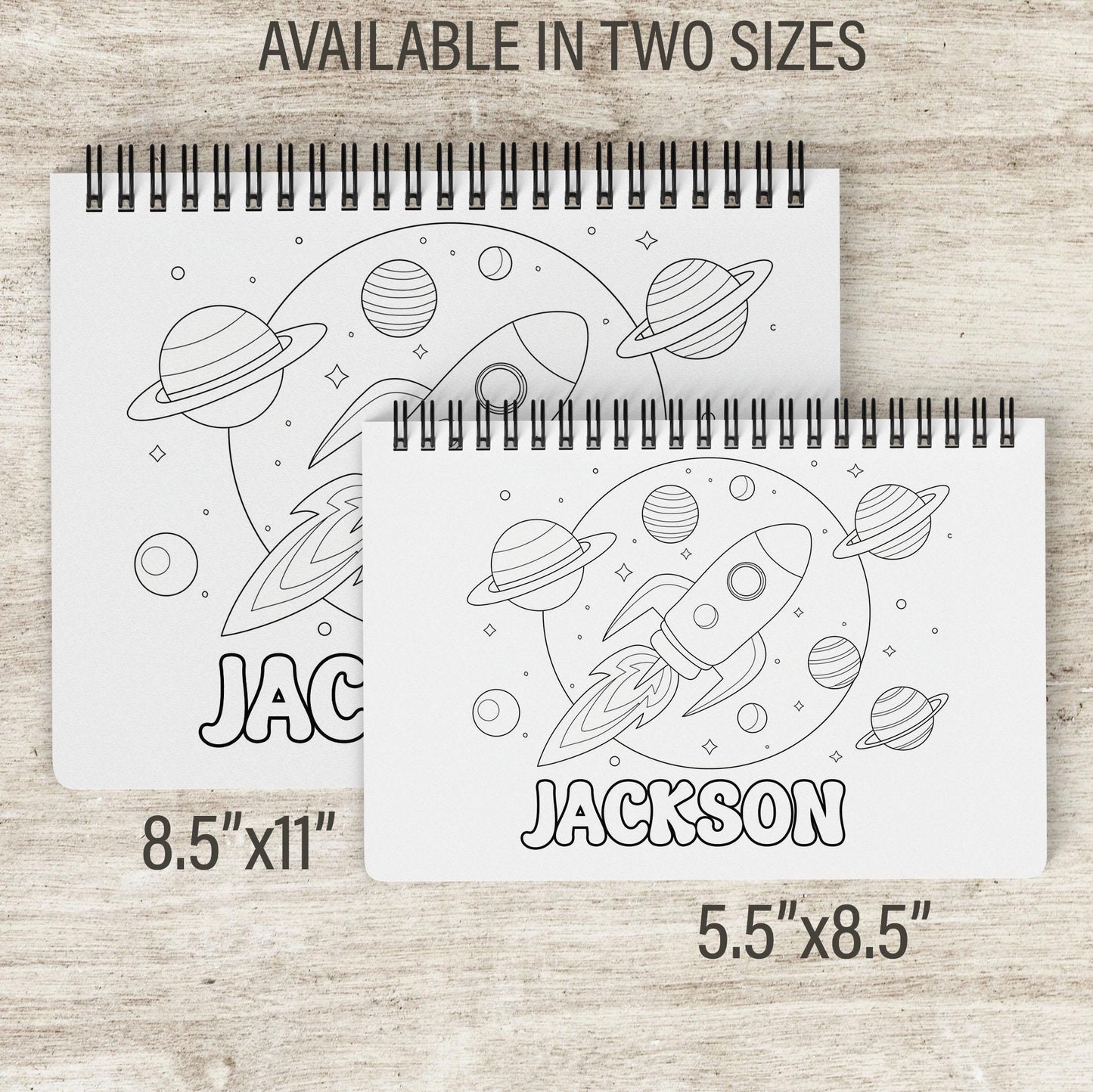 Personalized Astronaut Coloring Book - Custom Boys Space Rocket Spiral Bound Gift