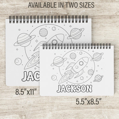 Personalized Astronaut Coloring Book - Custom Boys Space Rocket Spiral Bound Gift