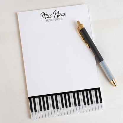 Music Teacher Notepad - Personalized Piano Keys Notepad | Unique Musician Gift Ideas