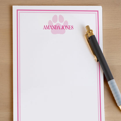 Personalized Paw Print Notepad - Custom Name Stationery | Pet Groomer Gift Idea