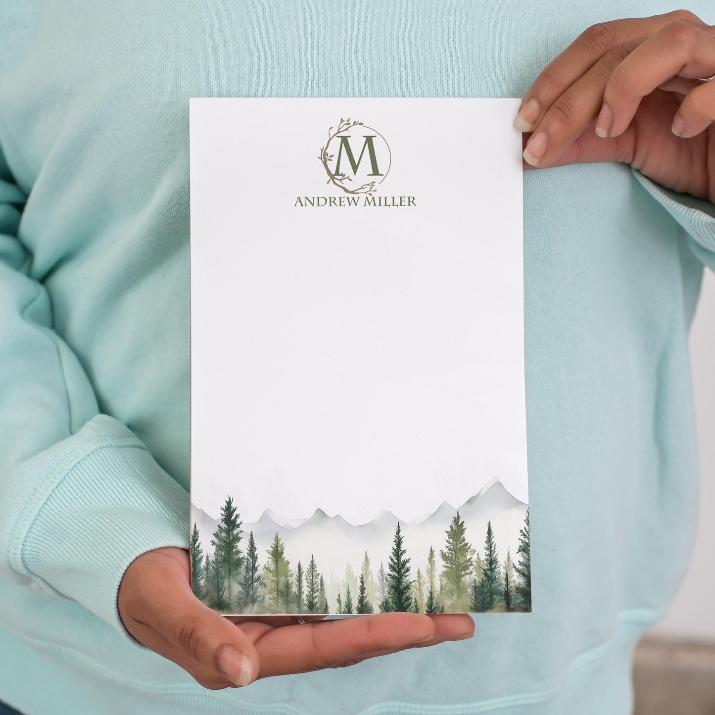Personalized Monogram Notepad - Custom Nature Notepads with Initials | Fathers Day Gift
