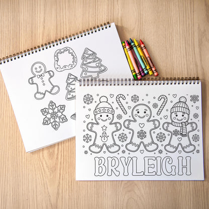 Personalized Christmas Coloring Book Gingerbread Kid Gift 8.5x5.5