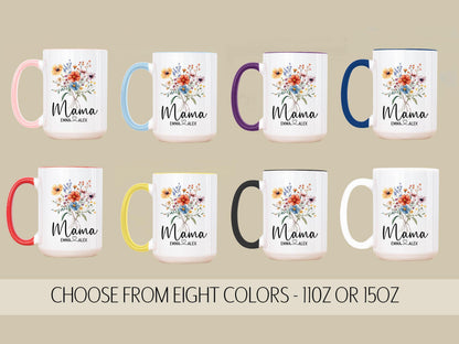 Personalized Mama Mug - Custom Name Wildflower Coffee Cup | Gift For Mom