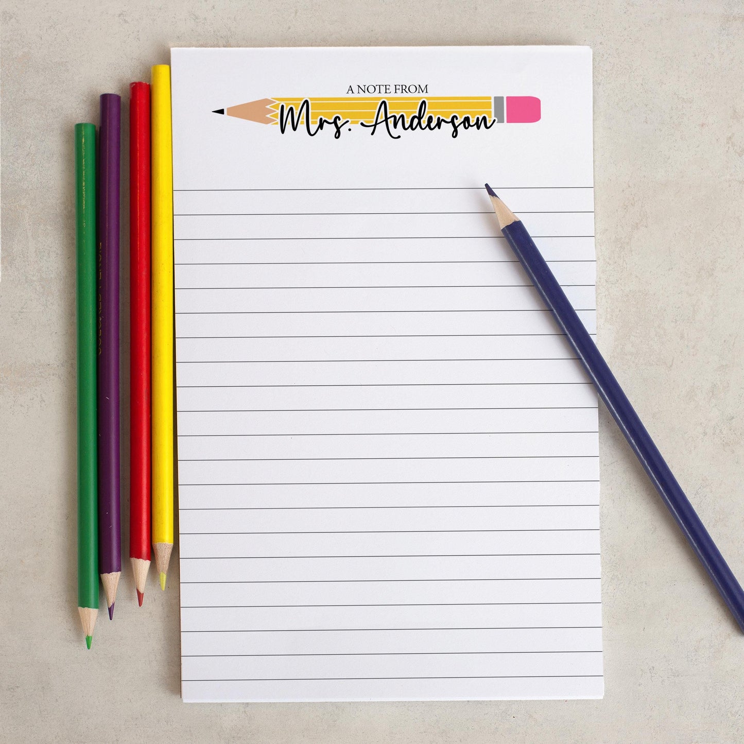 Personalized Teacher Notepad - Custom Name Stationery | Classroom Notepads Gift
