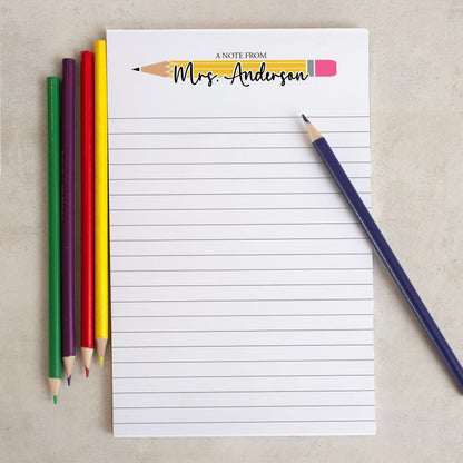 Personalized Teacher Notepad - Custom Name Stationery | Classroom Notepads Gift
