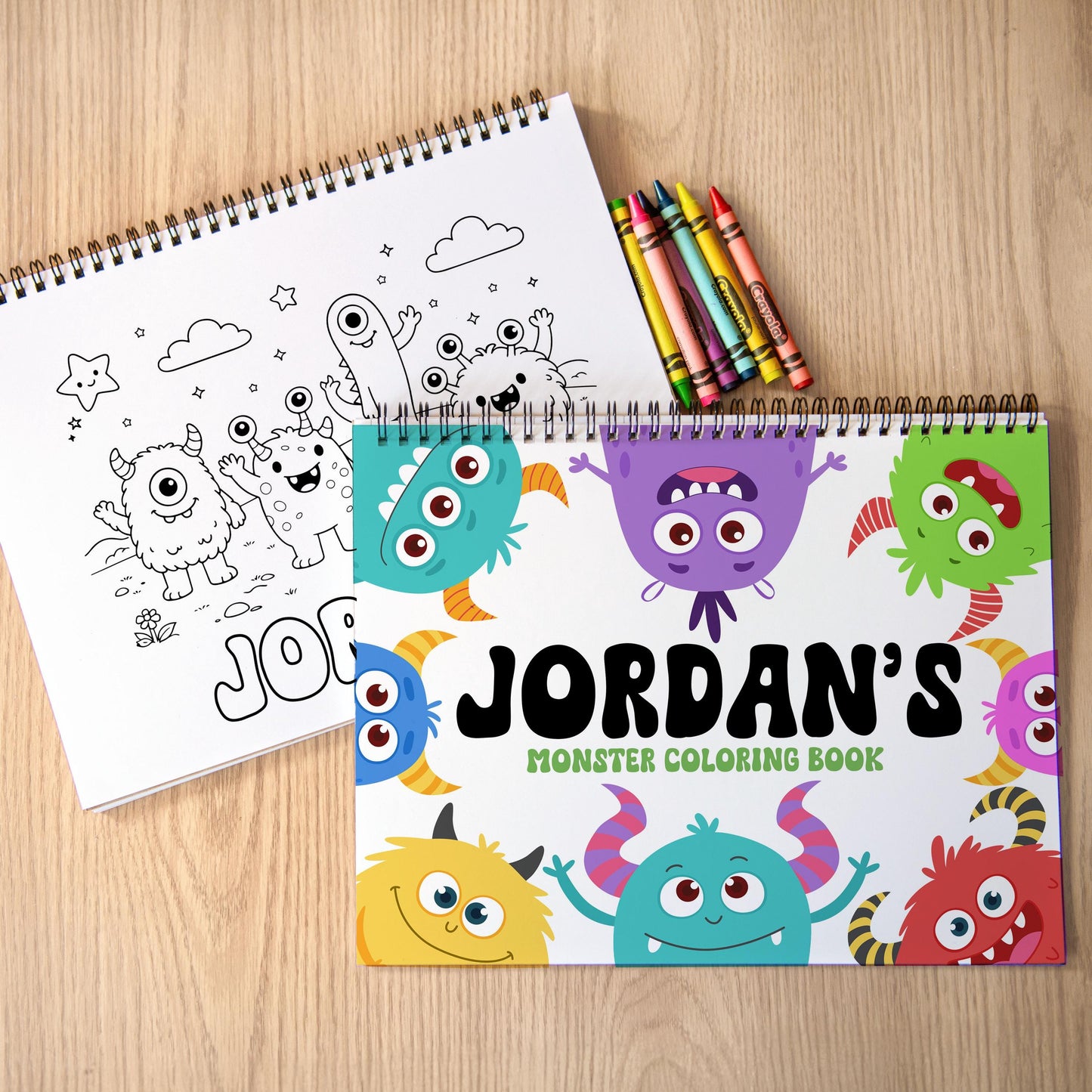 Personalized Coloring Book - Custom Kids Coloring Book With Name & Cute Monster Activity