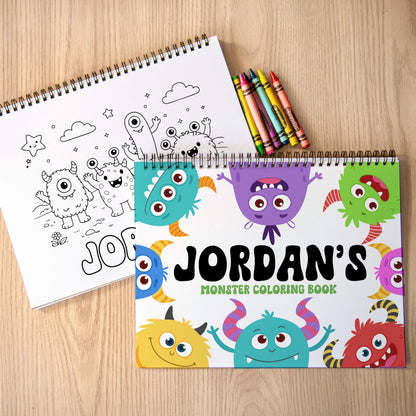 Personalized Coloring Book - Custom Kids Coloring Book With Name & Cute Monster Activity
