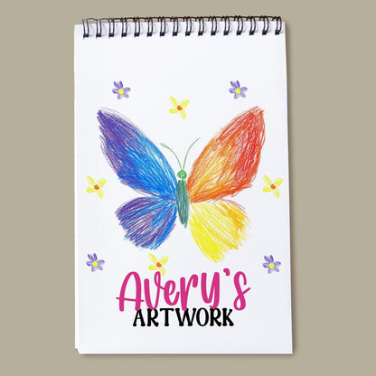 Personalized Kids Sketchbook - Custom Drawing Pad with Name | Dinosaur Art Book