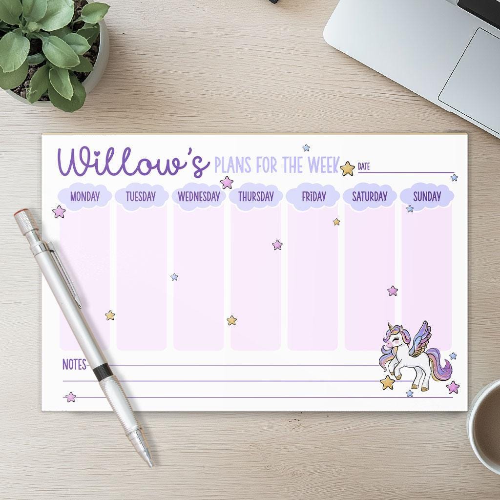 Personalized Weekly Planner | Custom Name Notepad - Desk Organizer & Habit Tracker