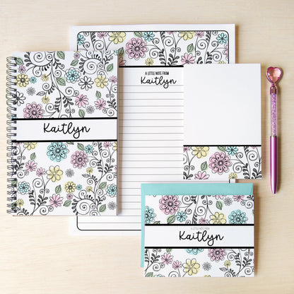 Personalized Stationery Set - Kids Letter Writing Kit with Notebook & Heart Pen