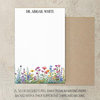 Personalized Flower Notepad – Custom Name Notepads | Floral Garden Notes & Thank You Notes