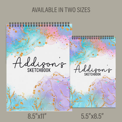 Personalized Sketchbook Girls - Custom Art Pad with Heavyweight Drawing Paper, Spiral Bound