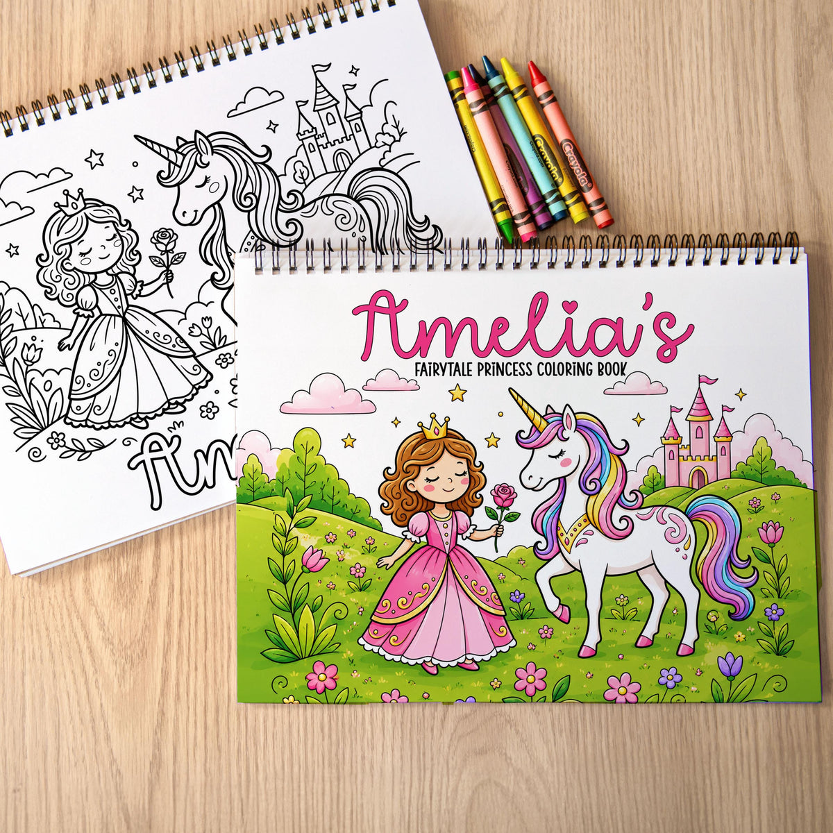 Personalized Girls Coloring Book, Princess Unicorn, 50Pg, 11x8.5