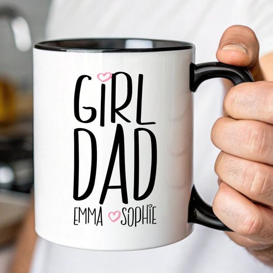 Personalized Girl Dad Mug - Fathers Day Gift | Custom Kids Name Mug, Microwave Safe Coffee Cup