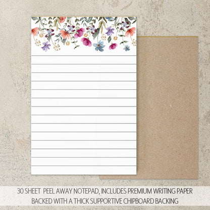 Personalized Stationery Set - Wildflower Letter Writing Set with Notecards & Pen
