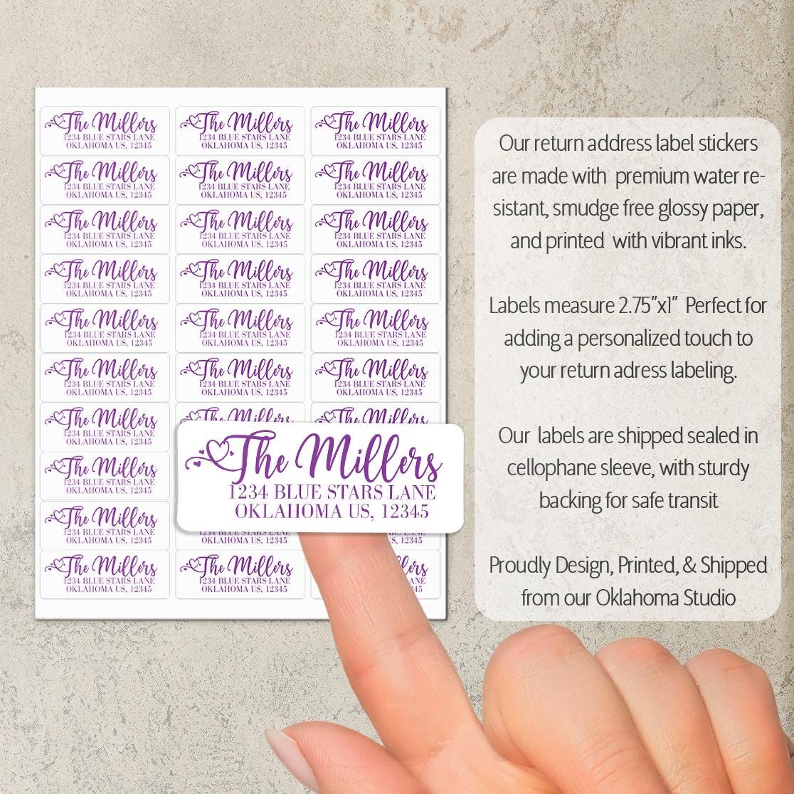 Custom Return Address Labels - Personalized Script Address Stickers, Waterproof & Smudge Proof