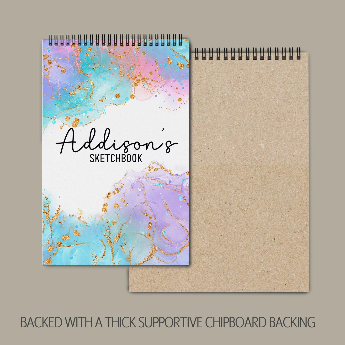 Personalized Sketchbook Girls - Custom Art Pad with Heavyweight Drawing Paper, Spiral Bound